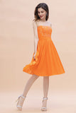 Pretty Strapless Sweetheart Chiffon Sequins Short Bridesmaid Dress with Ruffles-27dress