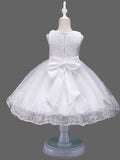 Princess Lace Tulle Sleeveless Jewel Neck Wedding Birthday Flower Girl Dresses-27dress