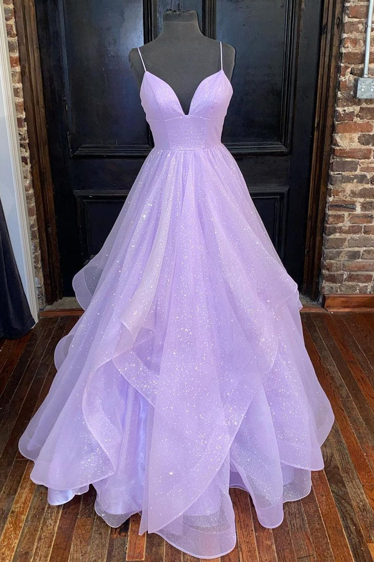 Princess Lavender Tiered Tulle Formal Dress