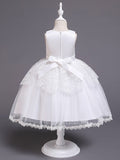 Princess Satin Tulle Sleeveless Jewel Neck Wedding First Communion Birthday Flower Girl Dresses-27dress