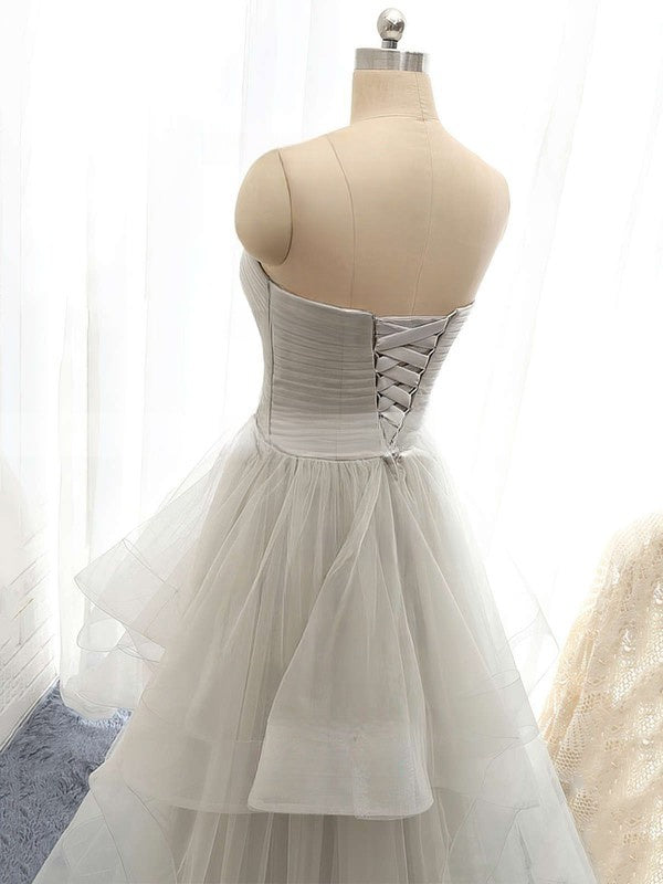 Princess Sweetheart Tulle Court Train Beading Prom Dresses