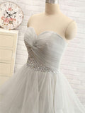 Princess Sweetheart Tulle Court Train Beading Prom Dresses