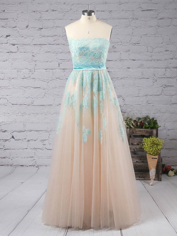 Princess Sweetheart Tulle Floor-length Beading Prom Dresses