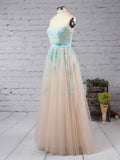 Princess Sweetheart Tulle Floor-length Beading Prom Dresses