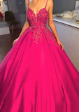 Satin Ball Gown With Sweetheart Neckline Lace Beading and Chapel Train for Prom-27dress