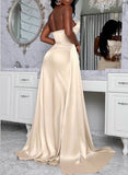 Satin Prom Dress with Sheath/Column Sweep Train and Split Front-27dress