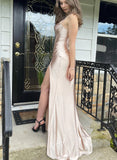 Satin Sweep Train Prom Dress with Sheath/Column Cowl Neck Sleeveless-27dress