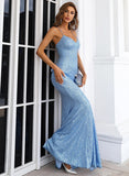 Sequin-Embellished Prom Dress with Split Front and V-Neck Sheath Column Skirt-27dress