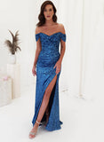 Sequined Cowl Neck Long Prom Dress - Sheath/Column-27dress