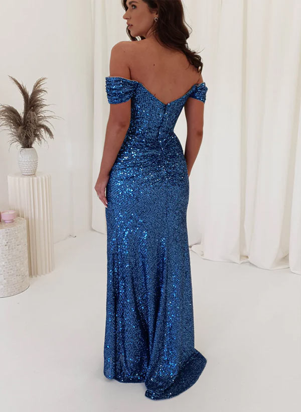 Sequined Cowl Neck Long Prom Dress - Sheath/Column-27dress