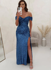 Sequined Cowl Neck Long Prom Dress - Sheath/Column-27dress