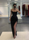 Sequined Prom Dress with Split Front and Off-the-Shoulder Sheath/Column Silhouette-27dress