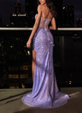 Sequined Prom Dress with Split Front - Sheath/Column Sweetheart Floor-Length-27dress