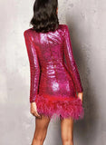 Sequined Prom Dresses With Sequins - Sheath/Column Sweetheart Short/Mini-27dress