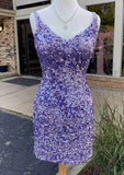 Sequined Sleeveless V-Neck Homecoming Dress-27dress