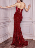 Sequined Sweep Train Prom Dress with Sequins for Trumpet/Mermaid Sleeveless Strapless-27dress