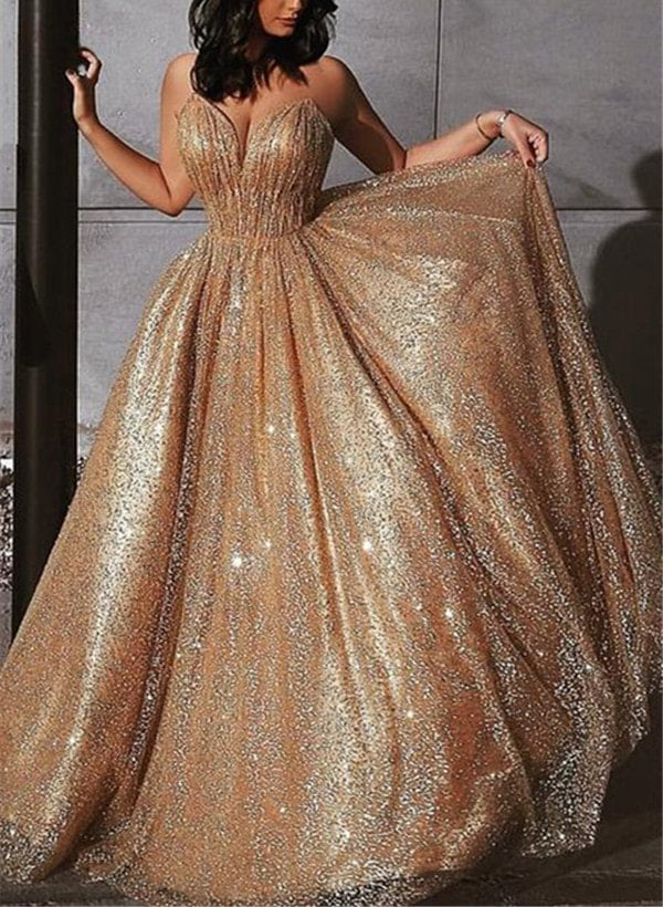 Sequined Sweetheart A-Line Prom Dress with Backless Design-27dress