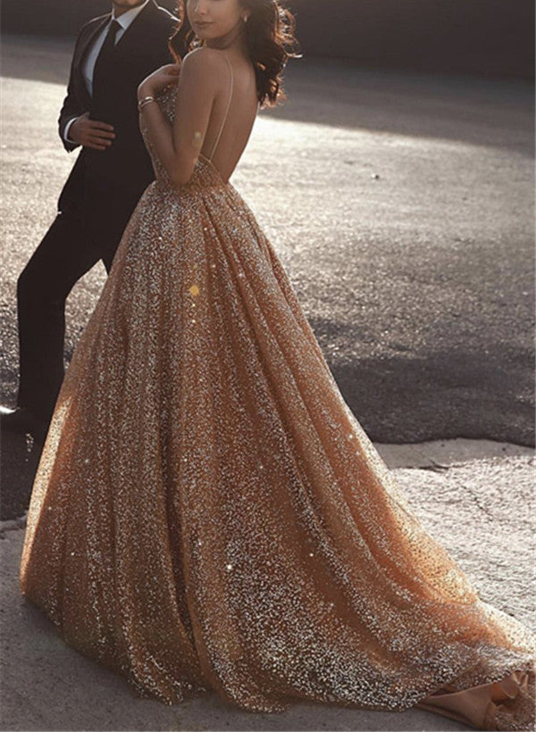 Sequined Sweetheart A-Line Prom Dress with Backless Design-27dress