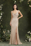 Sequins Mermaid Bridesmaid Dress Split With Drop Back-27dress