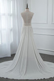 Sexy Jewel Sleeveless Chiffon Wedding Dresses See Through Top Bridal Gowns On Sale-27dress