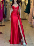 Sexy Satin Prom Dress with Spaghetti Straps and High Slit-27dress