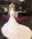 Sexy Sweetheart Mermaid Lace Wedding Dresses With Appliques Satin Ruffles Bridal Gowns Online-27dress