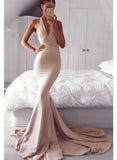 Sexy V-Neck Trumpet/Mermaid Open Back Prom Dresses-27dress