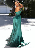 Sheath Prom Dress with Split Front and Column Sweep Train in Satin-27dress