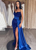 Sheath Sequin Strapless Prom Dress With Split Front-27dress