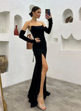 Sheath Strapless Long Prom Dress With Split Front-27dress