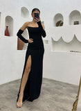 Sheath Strapless Long Prom Dress With Split Front-27dress