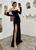 Sheath Strapless Long Prom Dress With Split Front-27dress