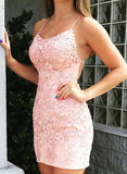 Sheath/Column Lace Short Prom Dress with Square Neckline-27dress