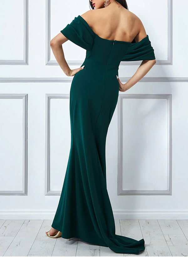 Sheath/Column Sweep Train Chiffon Prom Dress-27dress