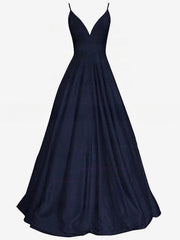 Shimmer Crepe Pockets Prom Dress - Ball Gown/Princess V-neck Floor-length