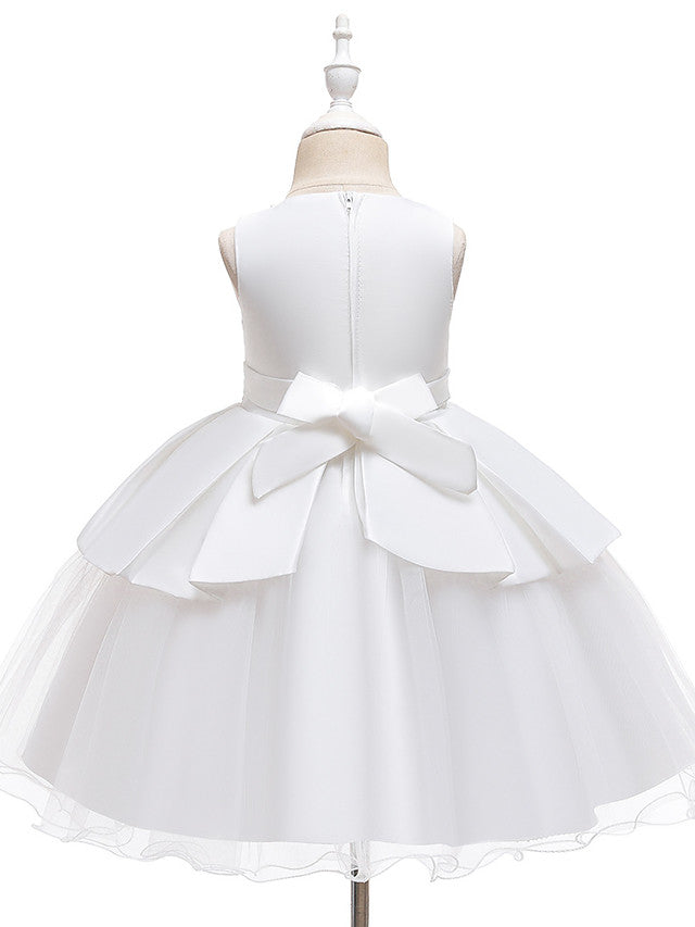 Short A-Line Tulle Satin Jewel Neck Wedding Party Communion Dresses-27dress