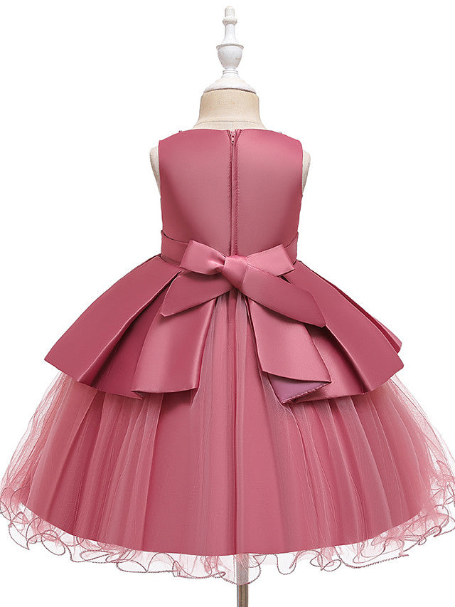 Short A-Line Tulle Satin Jewel Neck Wedding Party Communion Dresses-27dress