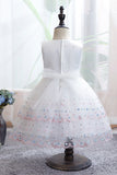 Short Ball Gown Bow Scoop Sleeveless Flower Girl Dresses-27dress