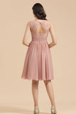 Short Lace Dusty Rose Junior Bridesmaid Dress-27dress