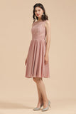 Short Lace Dusty Rose Junior Bridesmaid Dress-27dress