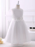 Short Princess Chiffon Flower Girl Dresses Tulle Jewel Neck Wedding Birthday Party Dresses-27dress