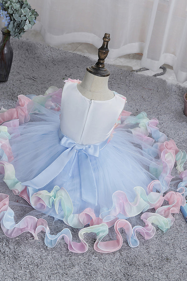 Short Princess Floral Tulle Flower Girl Dresses-27dress