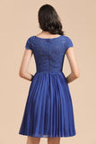 Short Sleeve Royal Blue Lace Junior Bridesmaid Dress-27dress