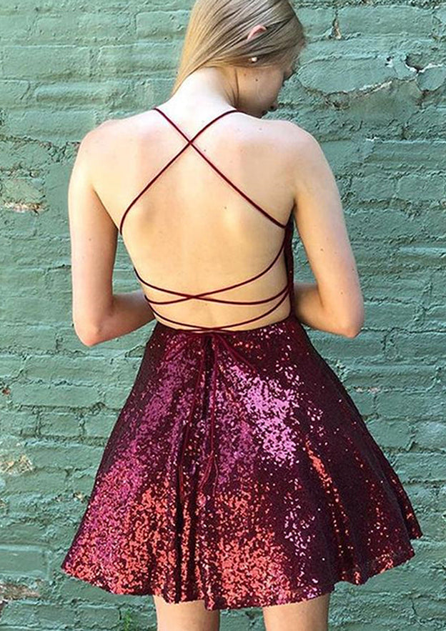 Short/Mini Sequined A-line Sweetheart Homecoming Dress-27dress