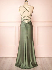 Silk-like Satin Floor-length Ruffles Bridesmaid Dress in Sheath/Column Scoop Neck Style