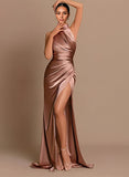 Silk-Like Satin Sheath/Column Prom Dresses With Split Front-27dress