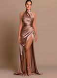 Silk-Like Satin Sheath/Column Prom Dresses With Split Front-27dress