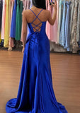 Silk-Like Satin Sweetheart Trumpet/Mermaid Prom Dress with Ruched Sleeveless Sweep Train-27dress