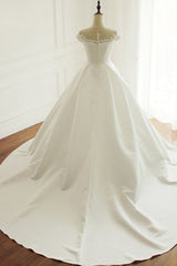 Simple A-Line Satin Jewel Ruffle Wedding Dress Tulle Lace Appliques Sleeveless Bridal Gowns On Sale-27dress