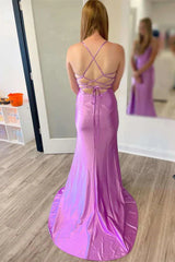 Simple Lilac Spaghetti Straps Sheath Long Formal Dress-27dress